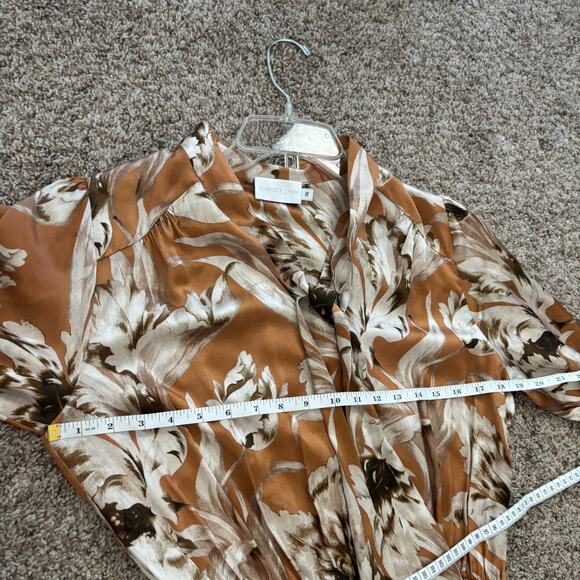 Christy Lynn Women’s 100% Silk Smocked Sutton Dress Calla Lily Spice XS Spring - Picture 12 of 13